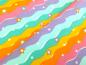 Preview: Reststück Baumwolljersey Regenbogen Wellen Sterne Pastell 80 x 150